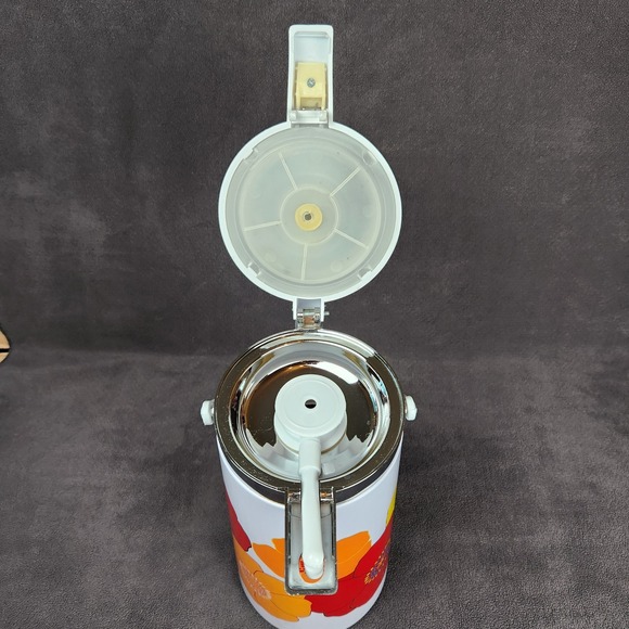 Vintage Floral Airpot Thermos Drink Dispenser Poppy Flower Power Hot Cold Server - Picture 4 of 15